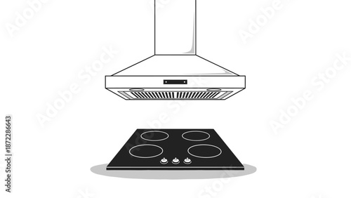 Modern Kitchen Range Hood and Induction Stove Illustration
