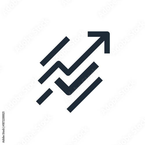 Move the arrow up with a check mark.Successful promotion, trend.Vector linear icon isolated on white background.