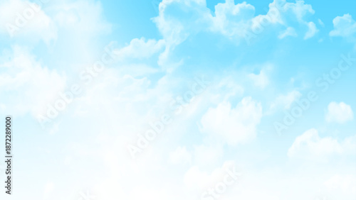 Sky Blue Background and Cloud. Summer Clear Sky by Beach. Spring Landscape and white dramatic cloudy and sun. Vector design.