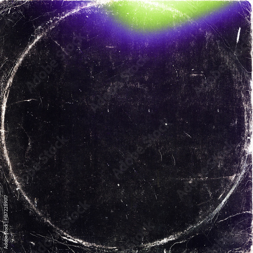 Retro abstract CD cover template with light, distressed grunge texture. Gradient background scratched vintage analog effect, dust, and grain. For music albums, podcast art, or creative vinyl designs.