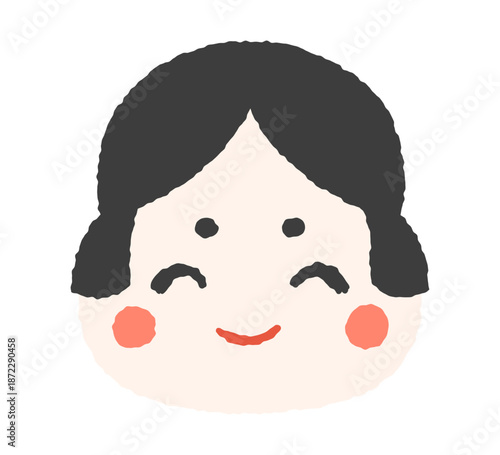 笑顔のお多福の顔