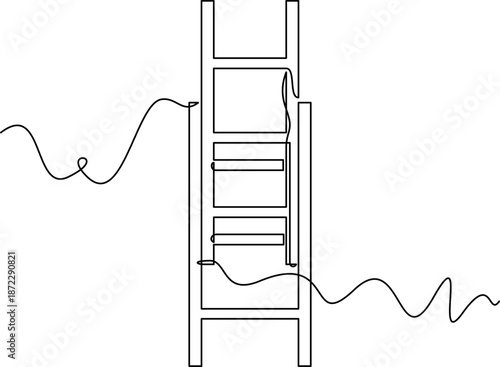one line art Fire Ladder vector illustration. line art, one continuous line, simple, hand drawn and sketch style. for icons, symbols, signs or logos. PNG