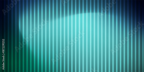 Abstract neon texture with vibrant shades of blue green gradients and bright smooth fluted vertical lines. modern