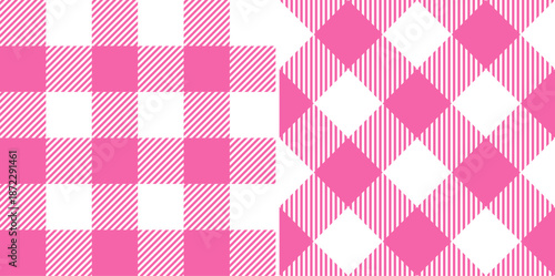 Gingham pink plaid textured pattern for textile, fabrics, print, wallpaper and clothing. Seamless romantic valentine day design