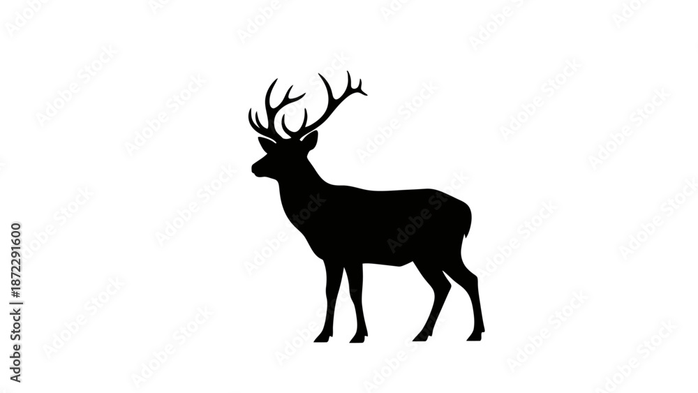 Obraz premium Deer silhouette with antlers vector illustration.
