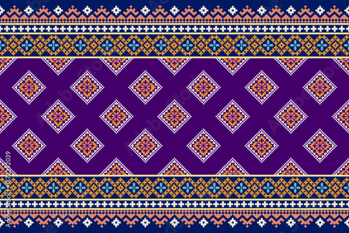 Pixel ethnic pattern. Traditional Ukrainian Cross-Stitch Embroidery. Ethnic oriental Pixel pattern background. Abstract,vector,illustration. Texture,clothing,frame,decoration,rug wallpaper, carpet,