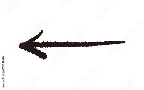 手書きの左向き矢印　黒　ベクター