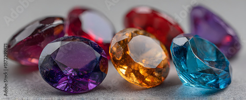 Set of bright gemstones isolated on white