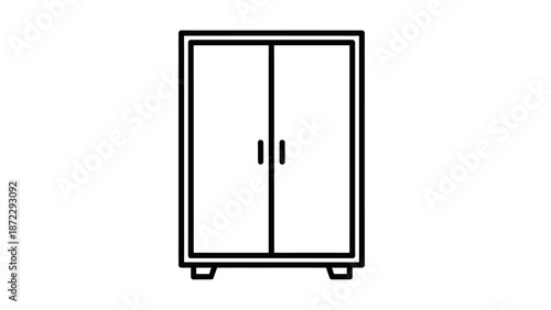 Minimalist double door wardrobe line icon.