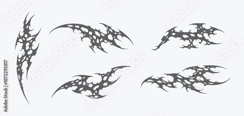 Cyber Sigilism Gothic Tattoo Set: Neo-Tribal Futuristic Linework, Dark Occult Geometry Vector, Cyberpunk Symbols for Edgy Streetwear, Clothing Brand Patterns, T-Shirt Graphic & Digital Design Assets