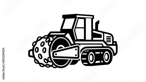 Heavy Duty Road Roller Construction Vehicle Icon