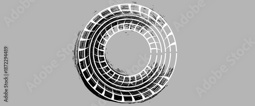 Black tire marks on road, Black rubber tire marks and tread marks, Tire trace track wheels texture and background, Auto tire tread grunge. vector