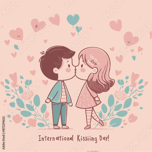 International Kissing Day vector illustration