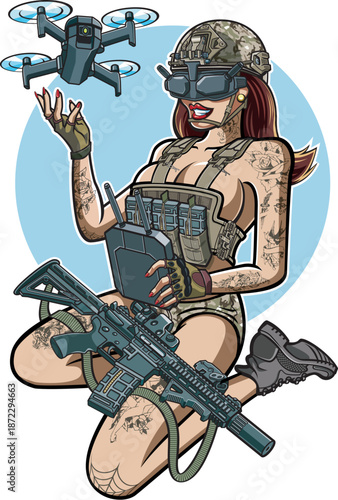 Ikke-angivet-1Military pinup girl operating a fpv drone