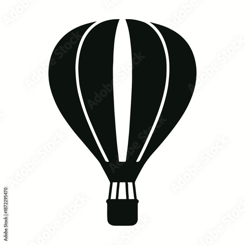 Hot air balloon silhouette, flat vector
