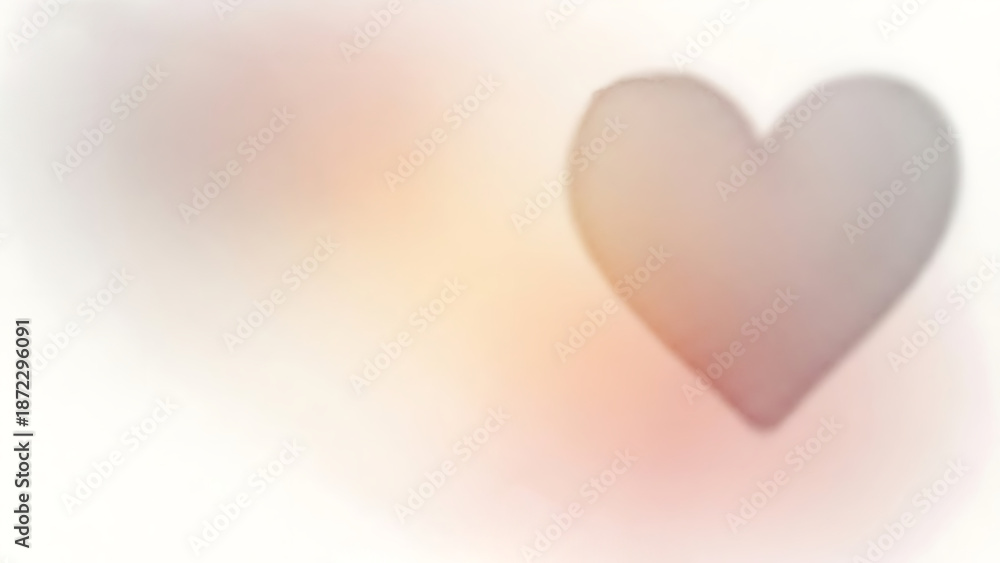 Fototapeta premium Blurred Heart Shape in Soft-Focus Watercolor – Muted Blush, Beige and Peach Tones, Background with Large Copy Space, Dreamy Romantic Mood