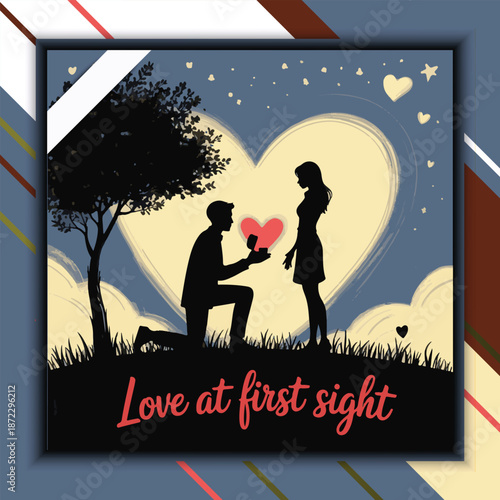 Romantic Proposal Silhouette Love at First Sight
