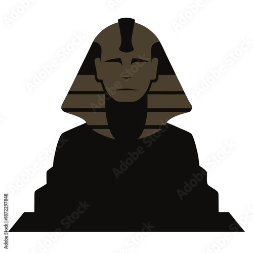 Ancient Great Sphinx of Giza Silhouette Illustration, Egyptian Landmark Architecture Vector Design