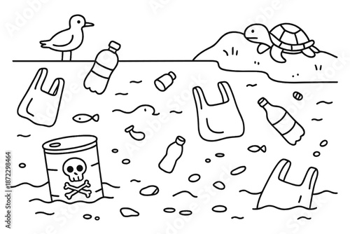 Pollution affects sea life as turtle encounters trash in ocean water