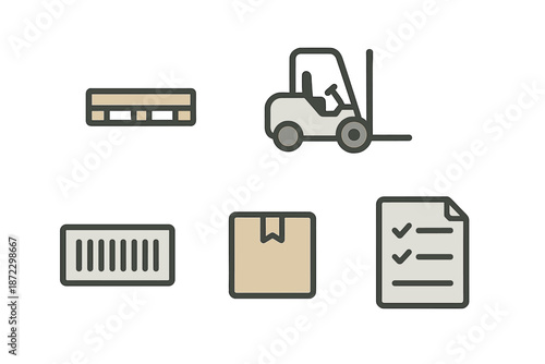 Forklift moves pallet with items at warehouse during busy work hours