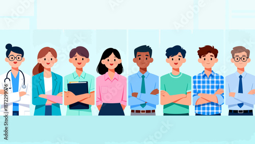 diverse group of professionals standing