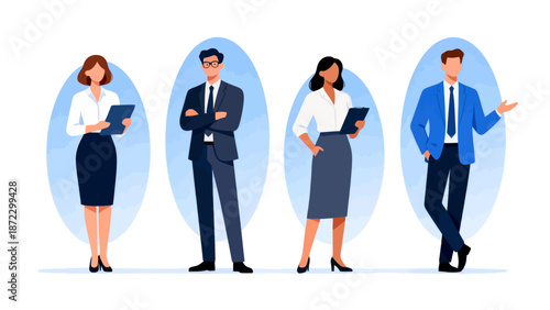 Business professionals in office attire