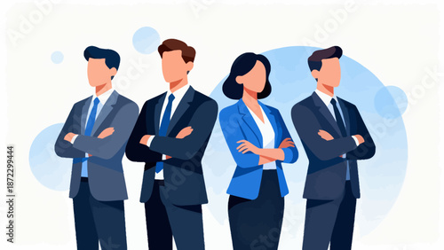 Business team in suits with arms crossed