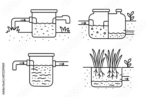 Process of water filtration and its effects on soil and plants over multiple stages of cleaning