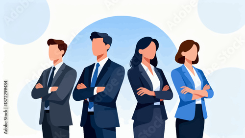 Four business professionals standing together