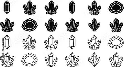 Crystal Silhouette Vector Set