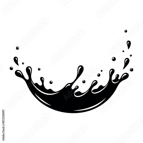 A dark liquid splash abstract wave shape and fluid motion illustration