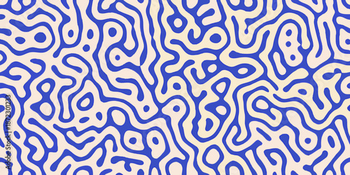 Fotografie Abstract pattern featuring swirling blue lines on a cream background