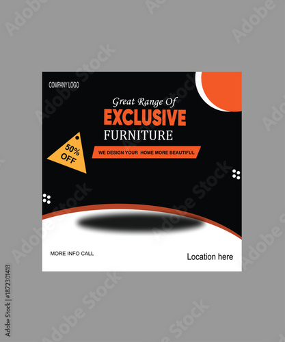 modern furniture sale  poster template design 