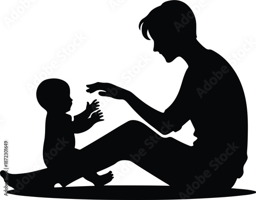 Mother and Baby Icon Set Vector , Motherhood Silhouette Icons Vector , Mom and Baby Love Icons Collection , Breastfeeding and Mother Care Icons Vector ,Mother and Child Silhouette Set , 