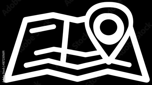 Location map icon with pinpoint marker, representing navigation, travel, destination finding, and GPS tracking symbol.