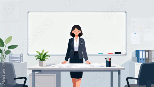 Office worker at desk with documents