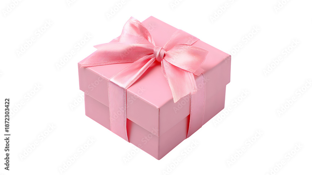 Obraz premium Pink gift box with ribbon isolated on transparent background