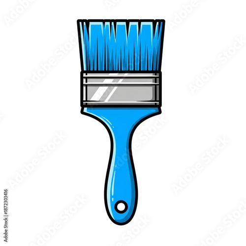 Blue paintbrush with silver ferrule isolated on transparent background