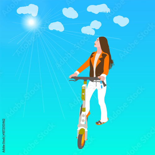 Girl Electric Scooter Outdoor