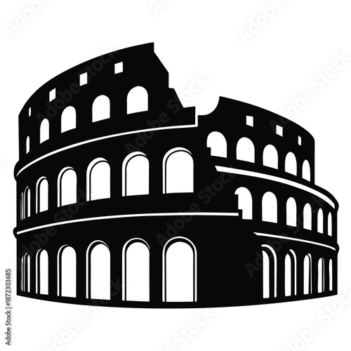 Iconic Colosseum Rome Silhouette Vector Illustration for Travel and History Themes