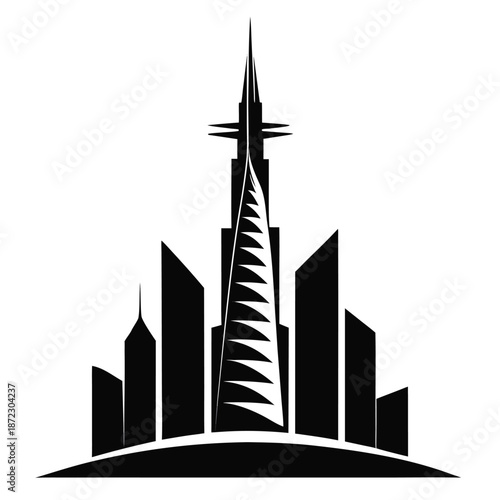 Sleek Burj Khalifa Dubai Silhouette Vector Design for Architectural Concepts