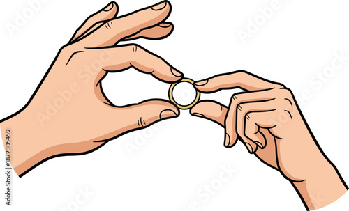 Two hands exchanging a ring symbolizing a marriage proposal on transparent background