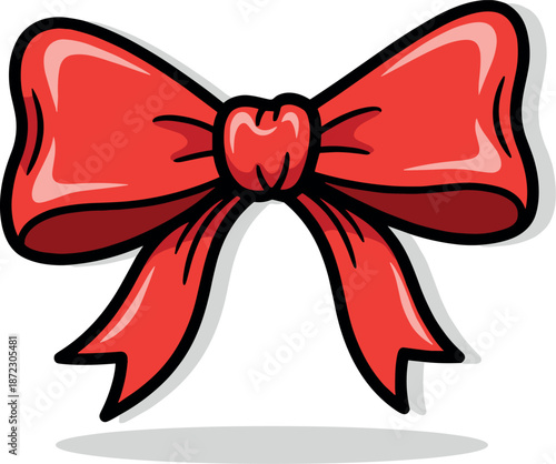 A vibrant red ribbon tied into a decorative bow on transparent background