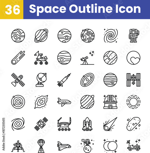 Space Outline Icons Collection