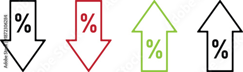 Percentage Up and Down Arrow Icons for Growth and Decline