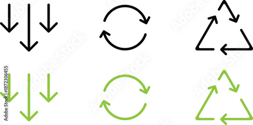Download Refresh and Recycle Arrow Icons Set in Black Green
