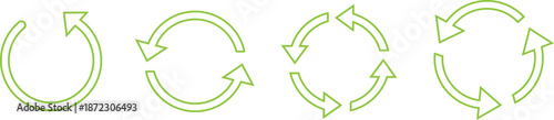 Circular Refresh and Recycle Arrow Icons Set in Green