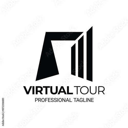  virtual reality, virtual logo, media logo, studio logo, tech logo, technology logo, virtual tour logo, 