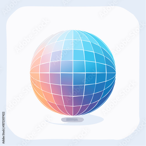 Abstract Colorful Globe Grid Vector Illustration representing Global Communication, Technology, and Connection on white background.