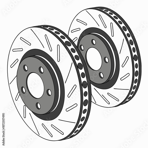 Advanced Ceramic Brake System Technology, High Temperature Friction Components and Automotive Engineering Illustration